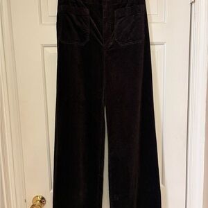 Maeve Chocolate Brown cropped Corduroy Trousers by Anthropologie